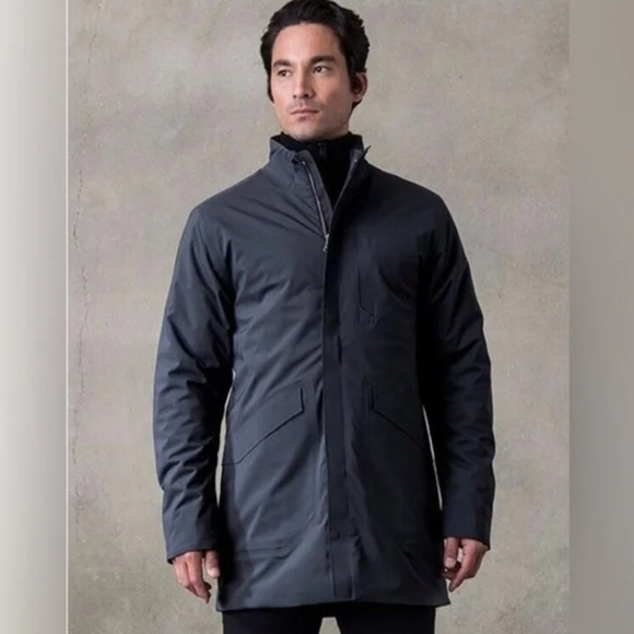Aether Polar Trench Coat Men’s Medium Blue Waterproof Winter Parka Jacket - Picture 1 of 9